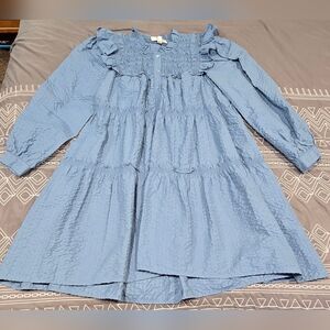 SEA New York Sevyn Solid Seersucker Button Down Dress Size Medium